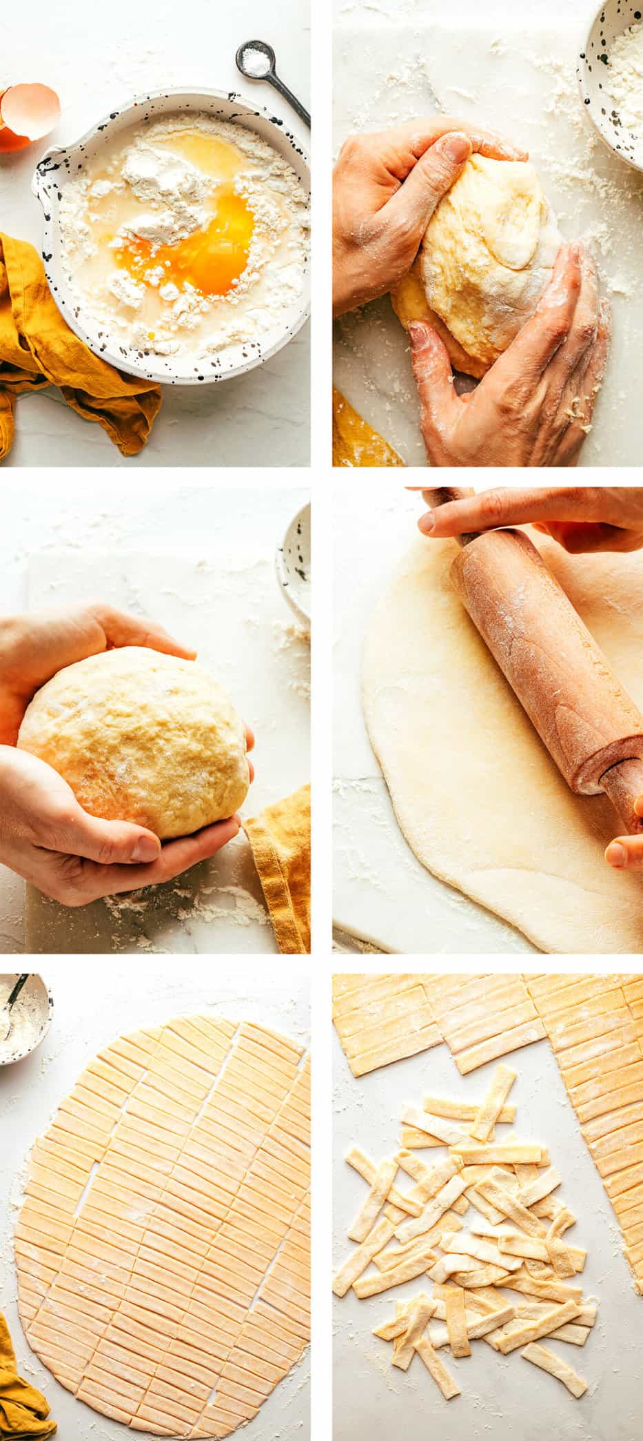 This homestyle egg noodle recipe is incredibly easy to make by hand in just 15 minutes with 4 basic ingredients. Perfect for soups, stews, casseroles and more! | gimmesomeoven.com Step by step of how to make egg noodles