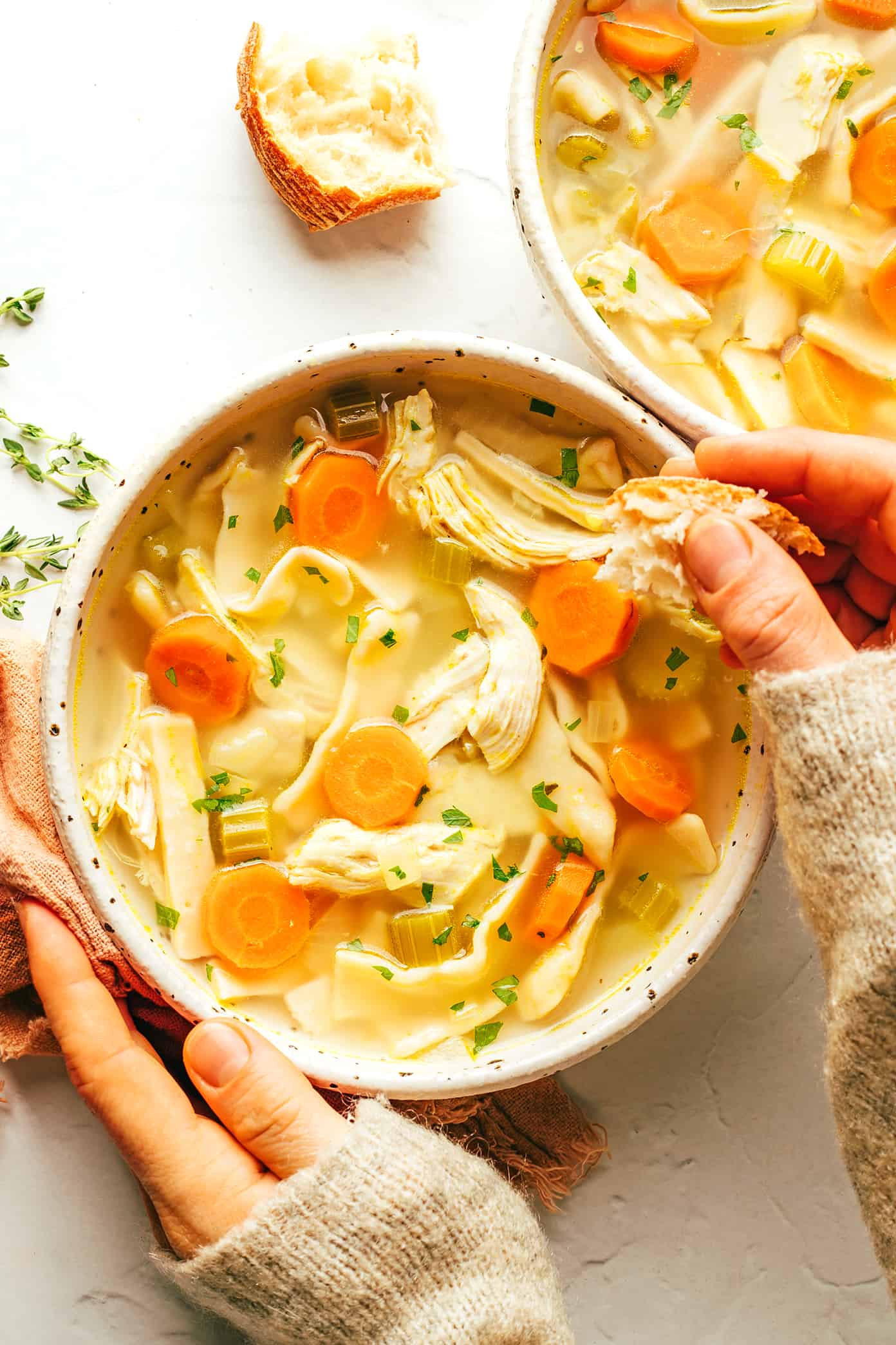 This homestyle egg noodle recipe is incredibly easy to make by hand in just 15 minutes with 4 basic ingredients. Perfect for soups, stews, casseroles and more! | gimmesomeoven.com Homestyle Chicken Noodle Soup