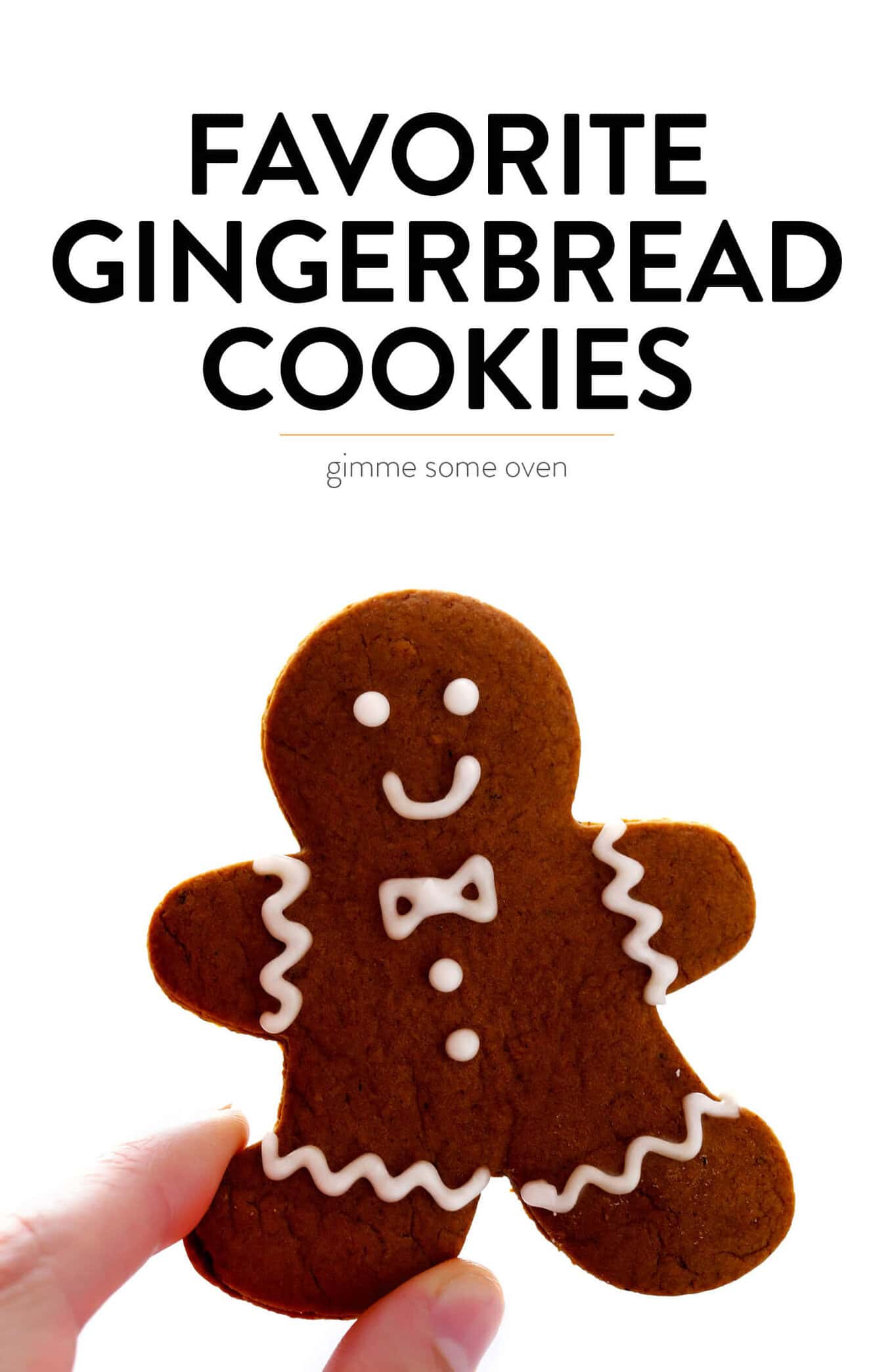 My favorite Gingerbread Cookies recipe! It's easy to make as soft or as crispy as you'd like, the cookies are easy to cut out and decorate, and they are perfect for the holidays! | Gimme Some Oven #gingerbread #cookies #christmas #holiday #ginger #frosting #icing #dessert Classic Gingerbread Cookie Recipe