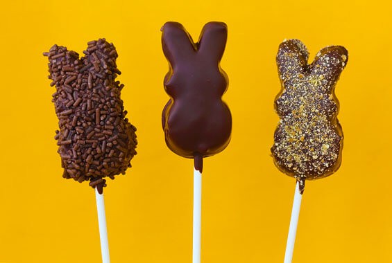 dark chocolate peeps pops