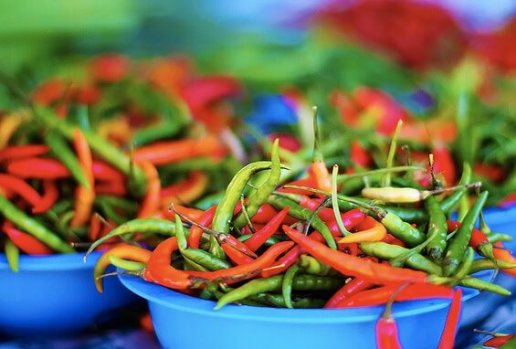 hot peppers sized