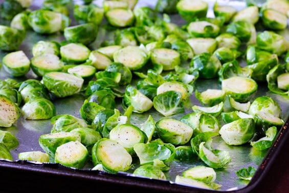 Pesto Pasta With Chicken Sausage & Roasted Brussels Sprouts | gimmesomeoven.com