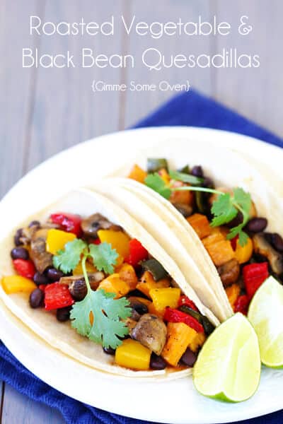 Roasted Vegetable & Black Bean Tacos | gimmesomeoven.com