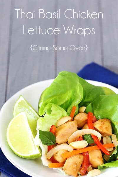 Thai Basil Chicken Lettuce Wraps | gimmesomeoven.com