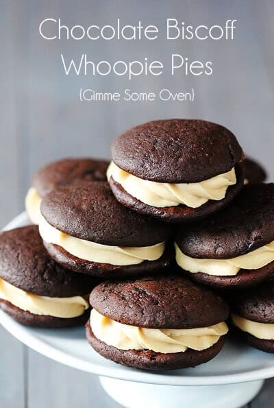 Chocolate Biscoff Whoopie Pies | gimmesomeoven.com