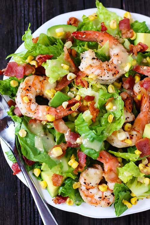 Shrimp, Avocado & Roasted Corn Salad {Gimme Some Oven}