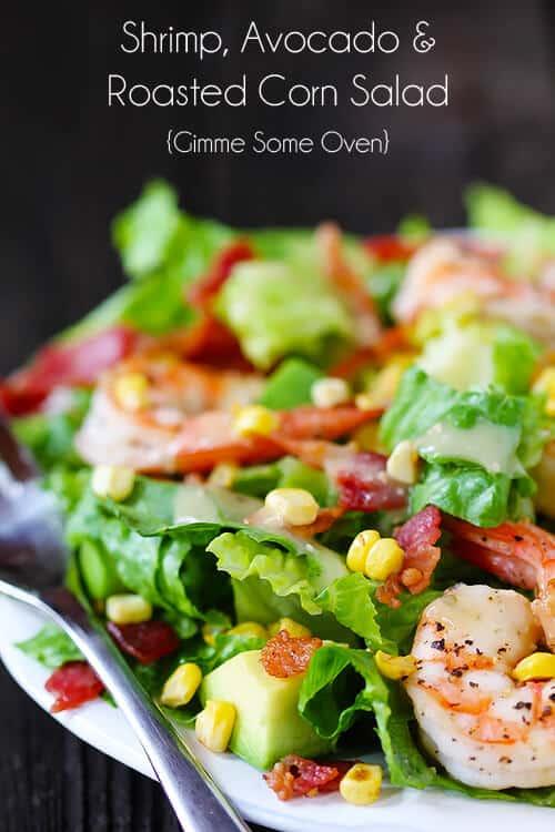 Shrimp, Roasted Corn & Avocado Salad {Gimme Some Oven}