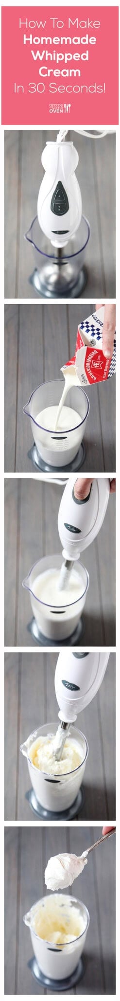 How To Make Homemade Whipped Cream In 30 Seconds | gimmesomeoven.com