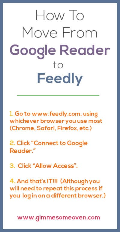 How To Move From Google Reader to Feedly | gimmesomeoven.com