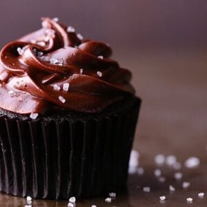 Salted Dark Chocolate Cupcakes | gimmesomeoven.com