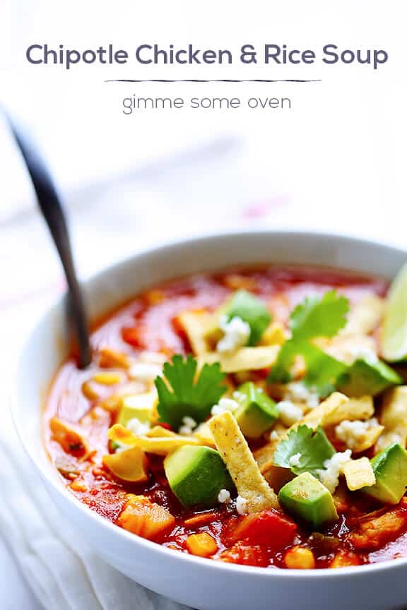 Chipotle Chicken and Rice Soup | gimmesomeoven.com Chipotle Chicken and Rice Soup | gimmesomeoven.com
