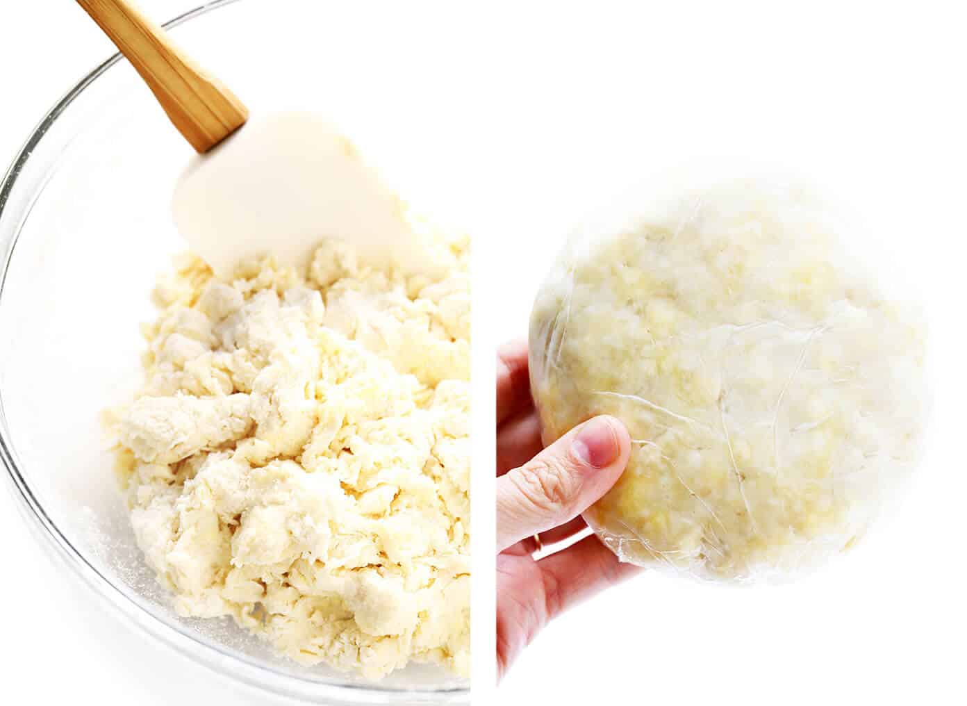 Learn how to make pie crust with this delicious, flaky, all-butter homemade pie crust recipe. It's easy to make in the food processor or 100% by hand with just 5 ingredients. | gimmesomeoven.com #pie #crust #dessert #homemade #thanksgiving #christmas #holiday #howto Homemade Pie Crust Ingredients