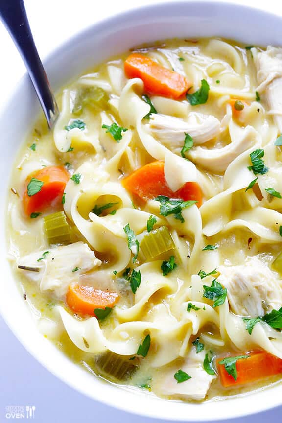Skinny Creamy Chicken Noodle Soup | gimmesomeoven.com Skinny Creamy Chicken Noodle Soup | gimmesomeoven.com