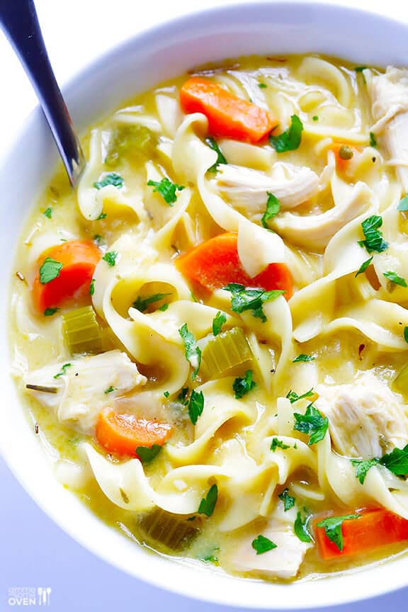 Skinny Creamy Chicken Noodle Soup | gimmesomeoven.com Skinny Creamy Chicken Noodle Soup | gimmesomeoven.com