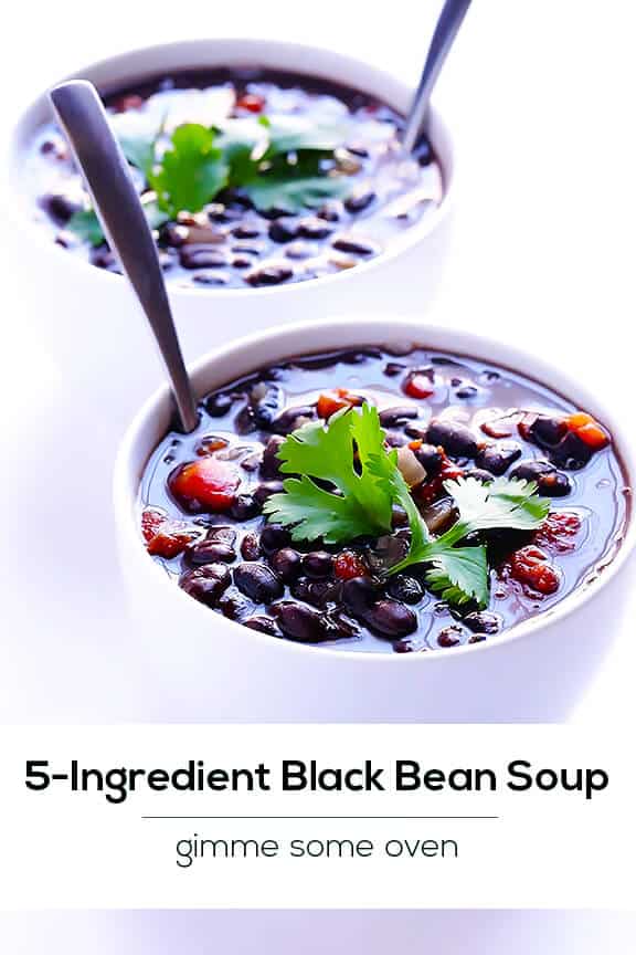 5 Ingredient Black Bean Soup Recipe -- full of amazing flavor, and ready to go in just 20 minutes! gimmesomeoven.com 5 Ingredient Black Bean Soup Recipe -- full of amazing flavor, and ready to go in just 20 minutes! gimmesomeoven.com