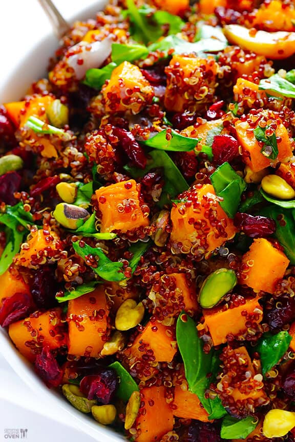 Quinoa 'Stuffing' (Quinoa with Butternut Squash, Cranberries & Pistachios) | gimmesomeoven.com #glutenfree #vegan Quinoa 'Stuffing' (Quinoa with Butternut Squash, Cranberries & Pistachios) | gimmesomeoven.com #glutenfree #vegan