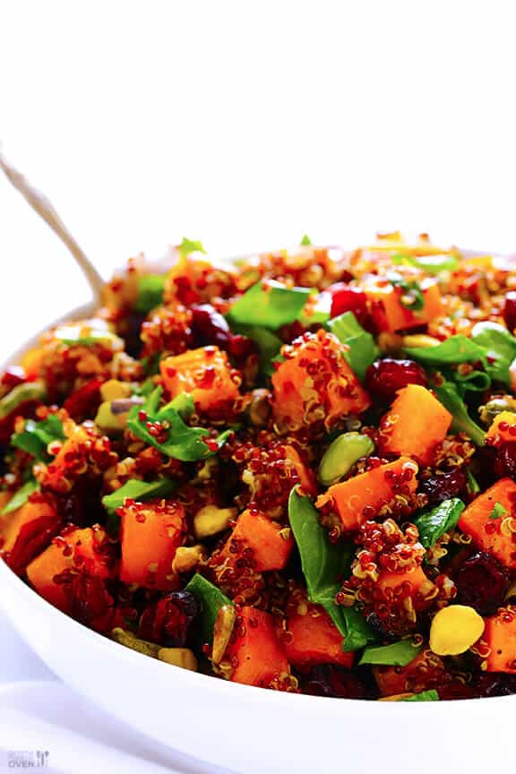 Quinoa 'Stuffing' (Quinoa with Butternut Squash, Cranberries & Pistachios) | gimmesomeoven.com #glutenfree #vegan Quinoa 'Stuffing' (Quinoa with Butternut Squash, Cranberries & Pistachios) | gimmesomeoven.com #glutenfree #vegan