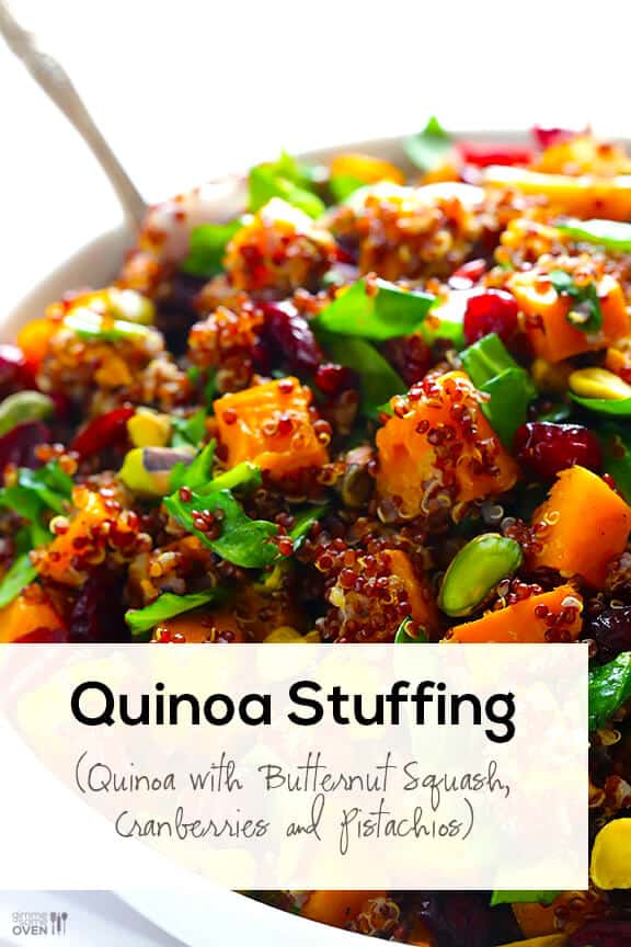 Quinoa 'Stuffing' (Quinoa with Butternut Squash, Cranberries & Pistachios) | gimmesomeoven.com #glutenfree #vegan Quinoa 'Stuffing' (Quinoa with Butternut Squash, Cranberries & Pistachios) | gimmesomeoven.com #glutenfree #vegan