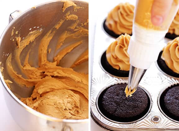 Chocolate Peanut Butter Cupcakes Recipe (with step-by-step tutorial) | gimmesomeoven.com Chocolate Peanut Butter Cupcakes Recipe (with step-by-step tutorial) | gimmesomeoven.com