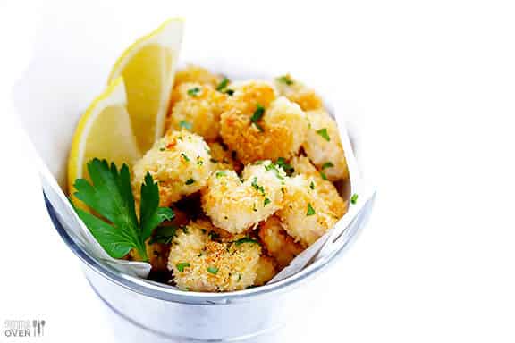 Skinny Popcorn Shrimp Recipe | gimmesomeoven.com #appetizer Skinny Popcorn Shrimp Recipe | gimmesomeoven.com #appetizer