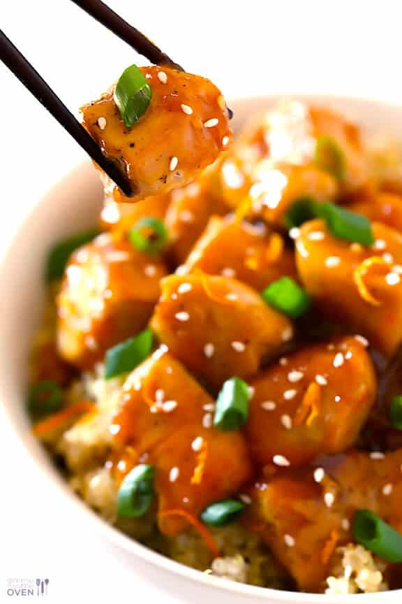 Skinny Orange Chicken Recipe | gimmesomeoven.com #newyears #chicken #recipe Skinny Orange Chicken Recipe | gimmesomeoven.com #newyears #chicken #recipe