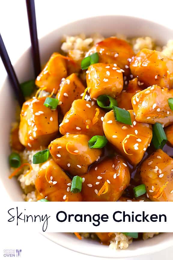 Skinny Orange Chicken Recipe | gimmesomeoven.com #newyears #chicken #recipe Skinny Orange Chicken Recipe | gimmesomeoven.com #newyears #chicken #recipe