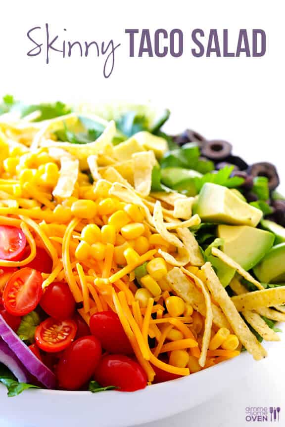 Skinny Taco Salad Recipe | gimmesomeoven.com Skinny Taco Salad Recipe | gimmesomeoven.com