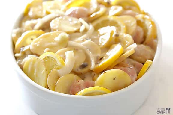 Easy Lemon Chicken Potato Casserole | gimmesomeoven.com Easy Lemon Chicken Potato Casserole | gimmesomeoven.com