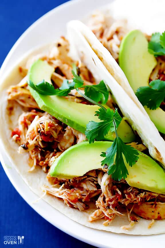2-Ingredient Slow Cooker Salsa Chicken | gimmesomeoven.com 2-Ingredient Slow Cooker Salsa Chicken | gimmesomeoven.com