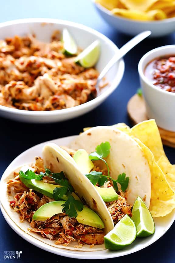 2-Ingredient Slow Cooker Salsa Chicken | gimmesomeoven.com 2-Ingredient Slow Cooker Salsa Chicken | gimmesomeoven.com