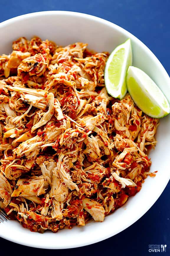 2-Ingredient Slow Cooker Salsa Chicken | gimmesomeoven.com 2-Ingredient Slow Cooker Salsa Chicken | gimmesomeoven.com