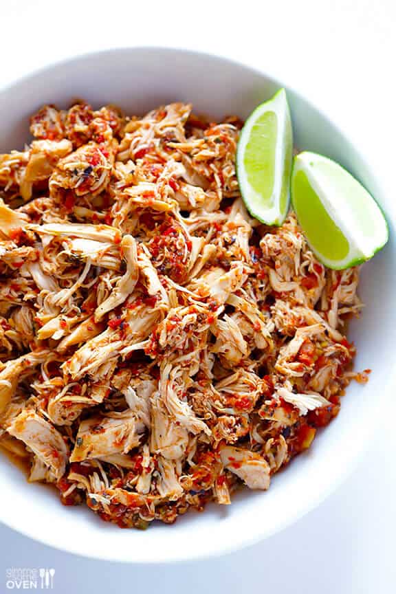 2-Ingredient Slow Cooker Salsa Chicken | gimmesomeoven.com 2-Ingredient Slow Cooker Salsa Chicken | gimmesomeoven.com