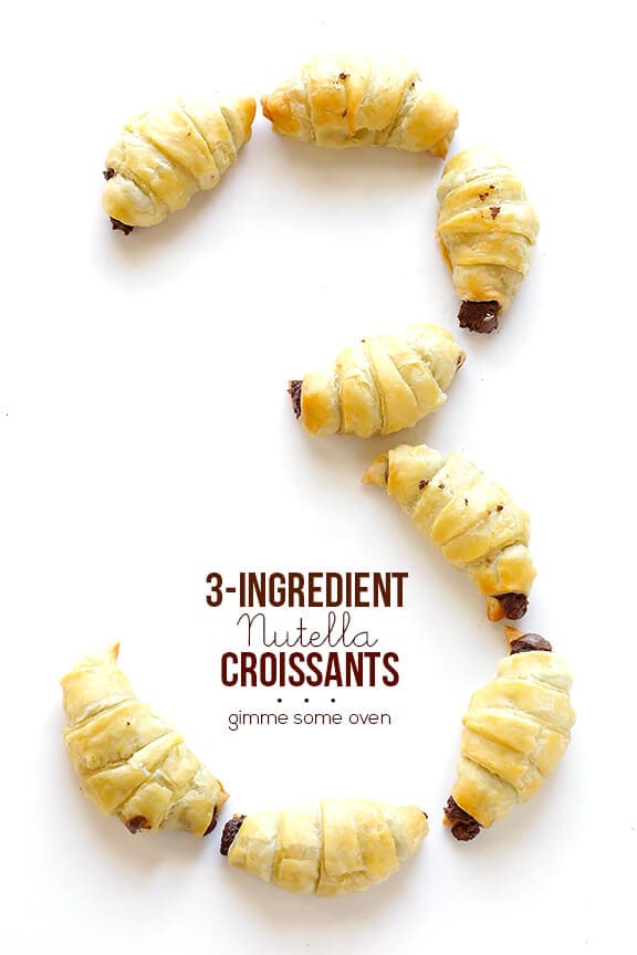 3 Ingredient Nutella Croissants | gimmesomeoven.com #dessert #chocolate 3 Ingredient Nutella Croissants | gimmesomeoven.com #dessert #chocolate