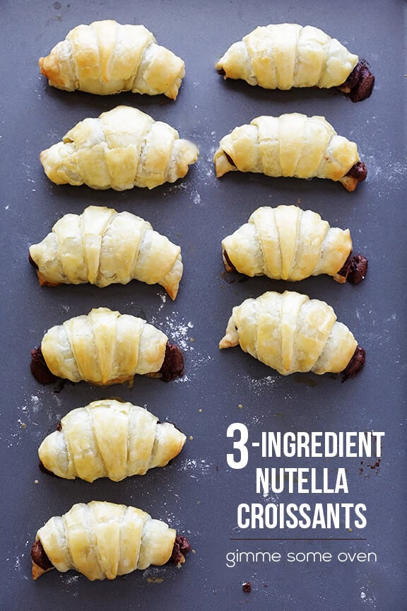 3 Ingredient Nutella Croissants | gimmesomeoven.com #dessert #chocolate 3 Ingredient Nutella Croissants | gimmesomeoven.com #dessert #chocolate