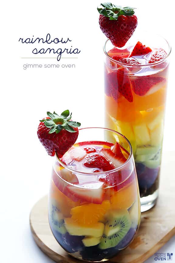 Easy Rainbow Sangria | gimmesomeoven.com #drink #vegan #glutenfree Easy Rainbow Sangria | gimmesomeoven.com #drink #vegan #glutenfree