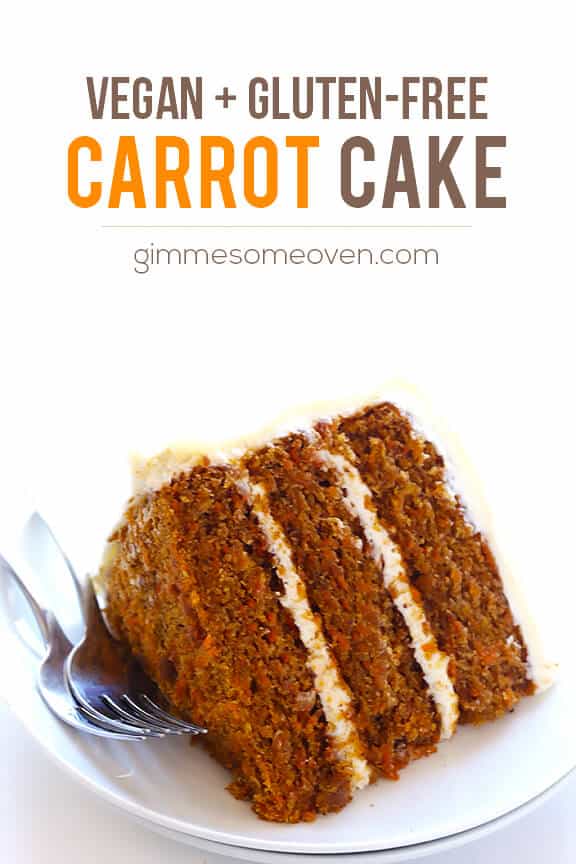 Vegan Gluten-Free Carrot Cake -- made with a heavenly (vegan) "cream cheese" frosting | gimmesomeoven.com #vegan #glutenfree #gf Vegan Gluten-Free Carrot Cake -- made with a heavenly (vegan) "cream cheese" frosting | gimmesomeoven.com #vegan #glutenfree #gf