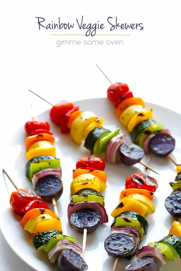 Rainbow Veggie Skewers | gimmesomeoven.com #vegan #glutenfree #recipe Rainbow Veggie Skewers | gimmesomeoven.com #vegan #glutenfree #recipe