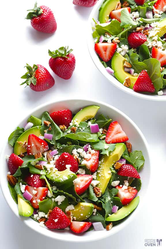 Strawberry Kale Salad | gimmesomeoven.com #vegetarian #glutenfree Strawberry Kale Salad | gimmesomeoven.com #vegetarian #glutenfree