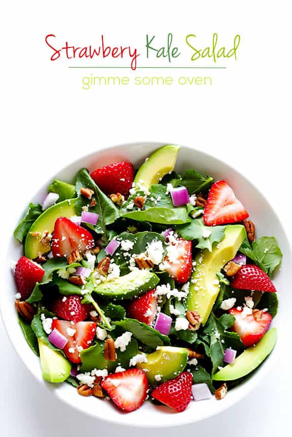 Strawberry Kale Salad | gimmesomeoven.com #vegetarian #glutenfree Strawberry Kale Salad | gimmesomeoven.com #vegetarian #glutenfree