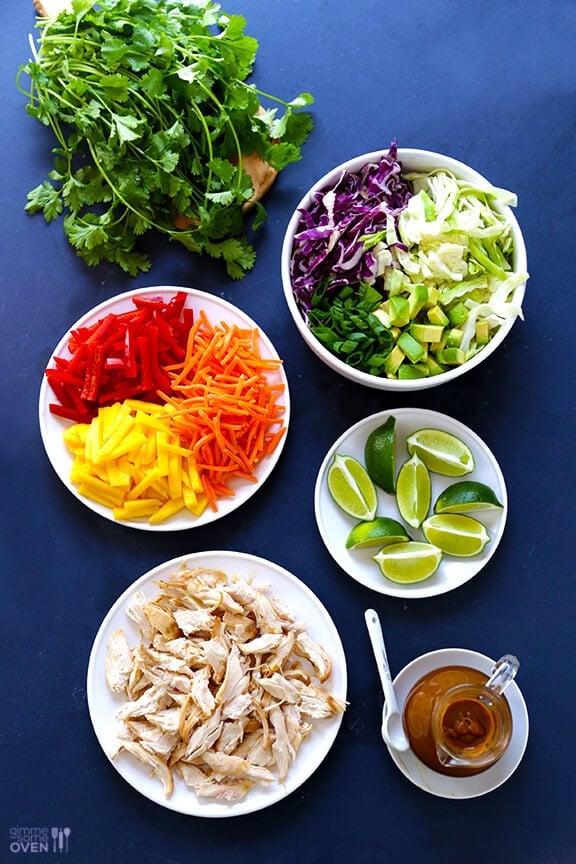 Rainbow Thai Chicken Salad | gimmesomeoven.com #glutenfree Rainbow Thai Chicken Salad | gimmesomeoven.com #glutenfree