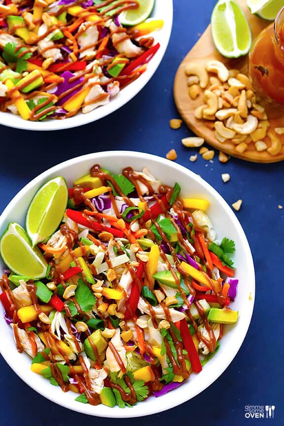 Rainbow Thai Chicken Salad | gimmesomeoven.com #glutenfree Rainbow Thai Chicken Salad | gimmesomeoven.com #glutenfree
