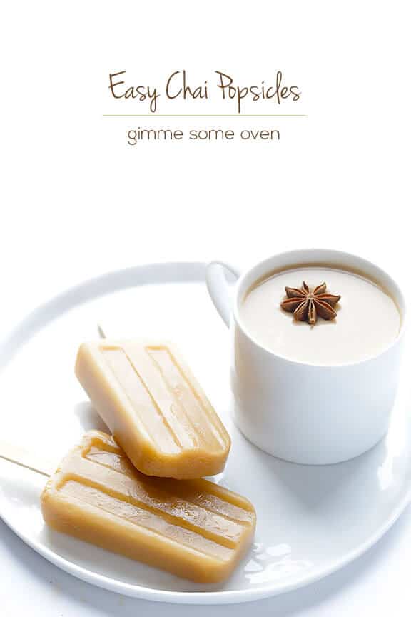 Easy Chai Popsicles -- all you need are 2 ingredients for these delicious treats! | gimmesomeoven.com Easy Chai Popsicles -- all you need are 2 ingredients for these delicious treats! | gimmesomeoven.com