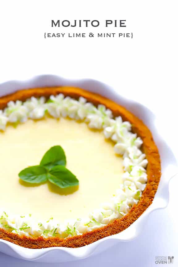 Mojito Pie -- a delicious twist on key lime pie inspired by a classic mojito drink! gimmesomeoven.com #mojito #pie #dessert Mojito Pie -- a delicious twist on key lime pie inspired by a classic mojito drink! gimmesomeoven.com #mojito #pie #dessert