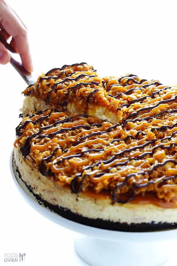 Samoa Cheesecake (a.k.a. Caramel DeLites Cheesecake) | gimmesomeoven.com #dessert Samoa Cheesecake (a.k.a. Caramel DeLites Cheesecake) | gimmesomeoven.com #dessert