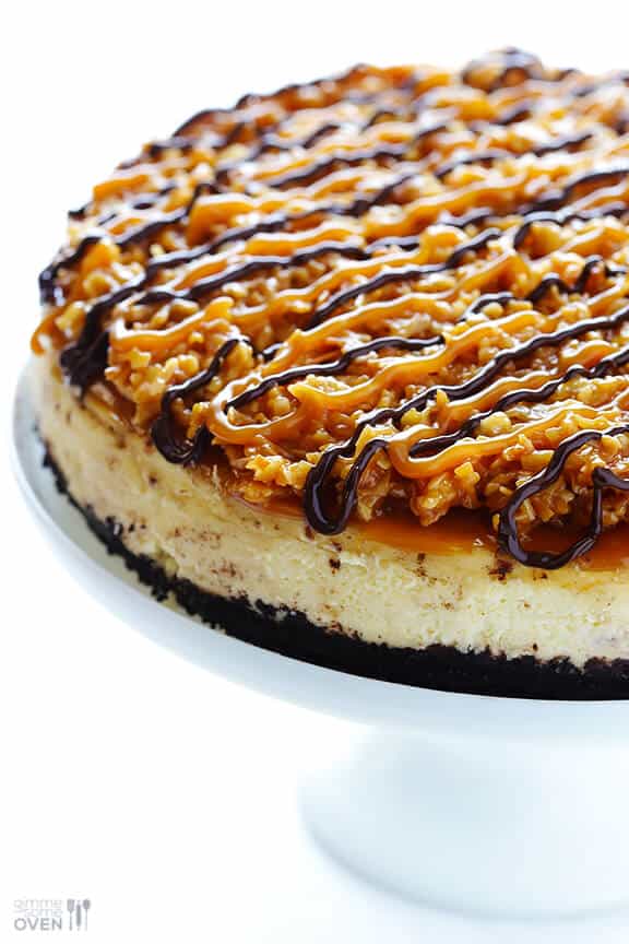 Samoa Cheesecake (a.k.a. Caramel DeLites Cheesecake) | gimmesomeoven.com #dessert Samoa Cheesecake (a.k.a. Caramel DeLites Cheesecake) | gimmesomeoven.com #dessert
