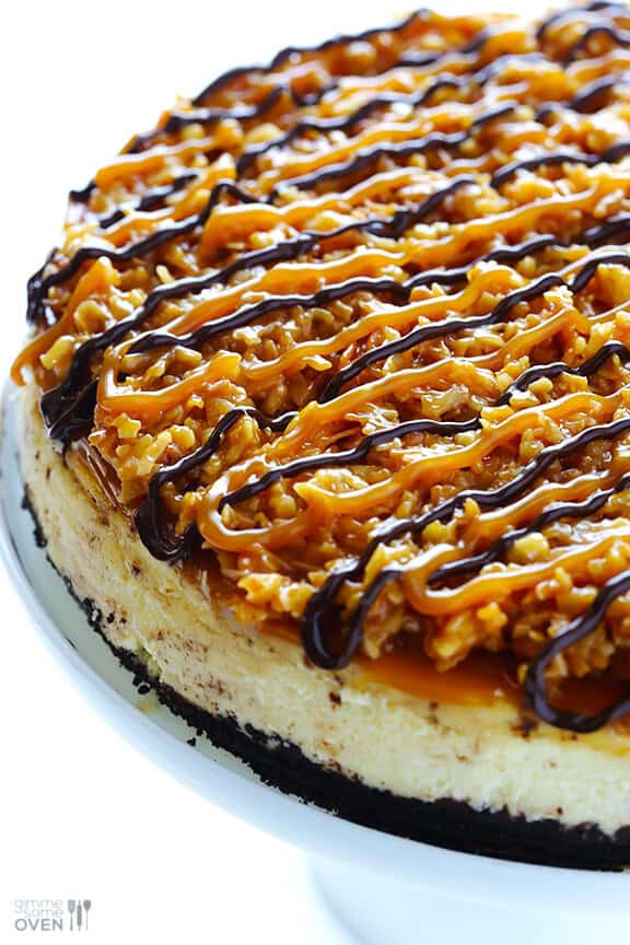 Samoa Cheesecake (a.k.a. Caramel DeLites Cheesecake) | gimmesomeoven.com #dessert Samoa Cheesecake (a.k.a. Caramel DeLites Cheesecake) | gimmesomeoven.com #dessert