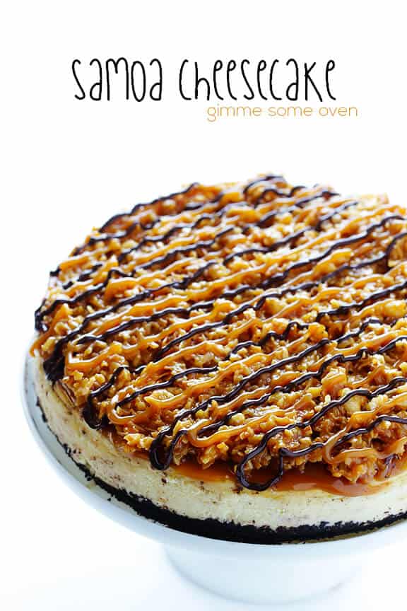Samoa Cheesecake (a.k.a. Caramel DeLites Cheesecake) | gimmesomeoven.com #dessert Samoa Cheesecake (a.k.a. Caramel DeLites Cheesecake) | gimmesomeoven.com #dessert