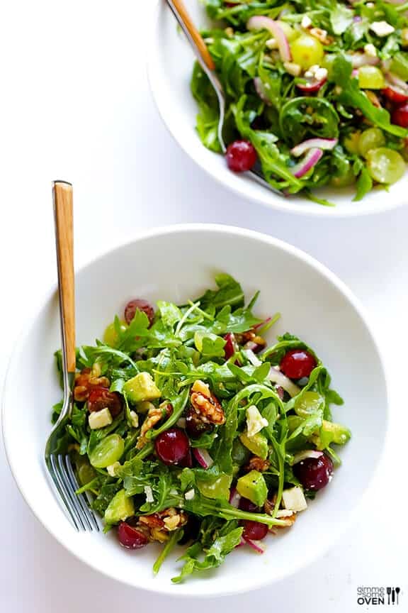 Grape, Avocado & Arugula Salad | gimmesomeoven.com #glutenfree Grape, Avocado & Arugula Salad | gimmesomeoven.com #glutenfree