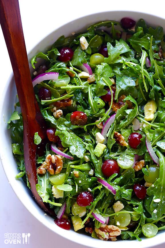Grape, Avocado & Arugula Salad | gimmesomeoven.com #glutenfree Grape, Avocado & Arugula Salad | gimmesomeoven.com #glutenfree
