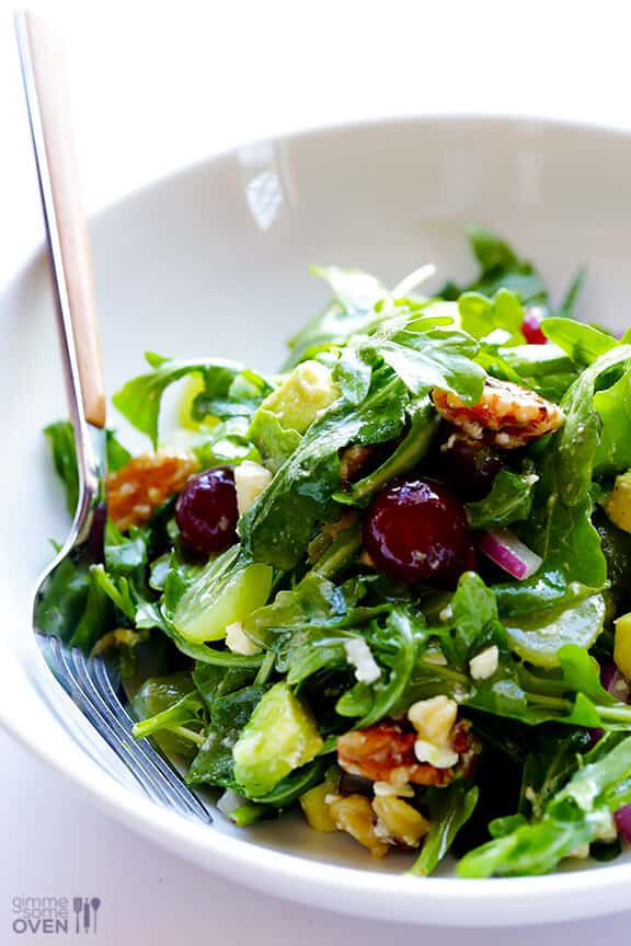 Grape, Avocado & Arugula Salad | gimmesomeoven.com #glutenfree Grape, Avocado & Arugula Salad | gimmesomeoven.com #glutenfree